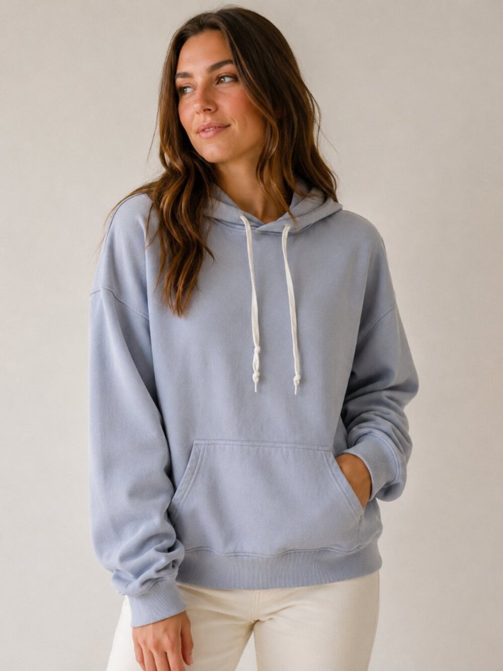 Bluenotes Blue Oversized Pullover Hoodie S/P Cotton Blend High Low Sweatshirt